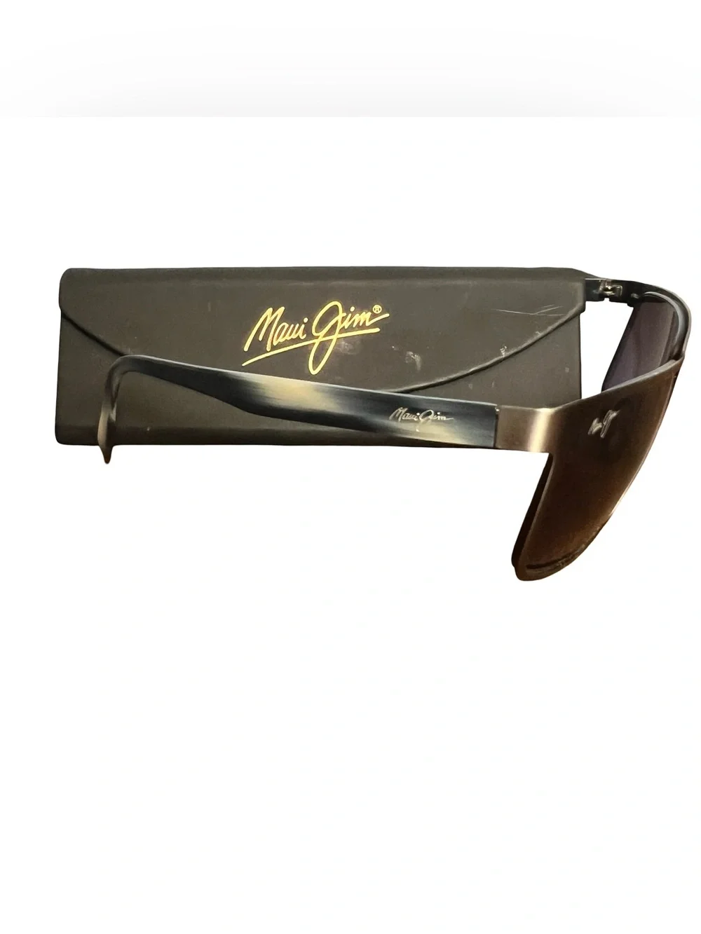 Maui Jim Wana B846 Brushed Dark Gunmetal Blue Hawaii Polarized Sunglasses & Case
